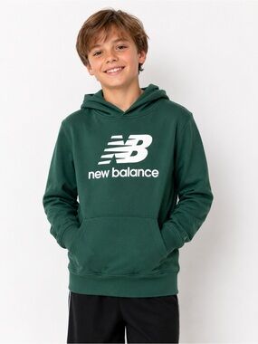 New Balance Dark Green Pullover Hoodie with White Logo